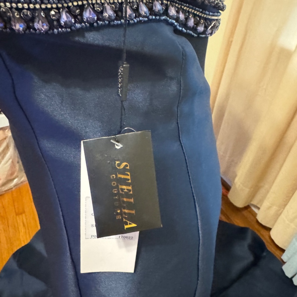Stella Couture Beaded Evening Dress -Navy -Size 8 NWT - Picture 9 of 9